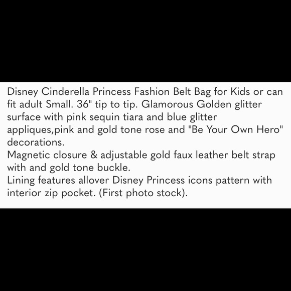 Disney Cinderella Purse Gold Belt Bag - Picture 9 of 9